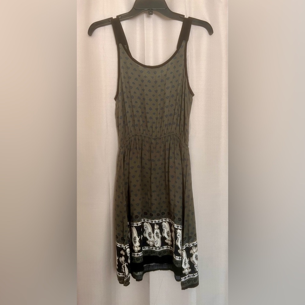 J for Justify Olive Print Zip Front Sleeveless Dress Size M - Picture 9 of 9
